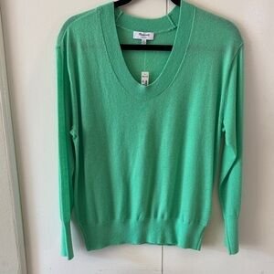 Madewell 100% Cashmere Lime Green Scoop-Neck Knit Sweater